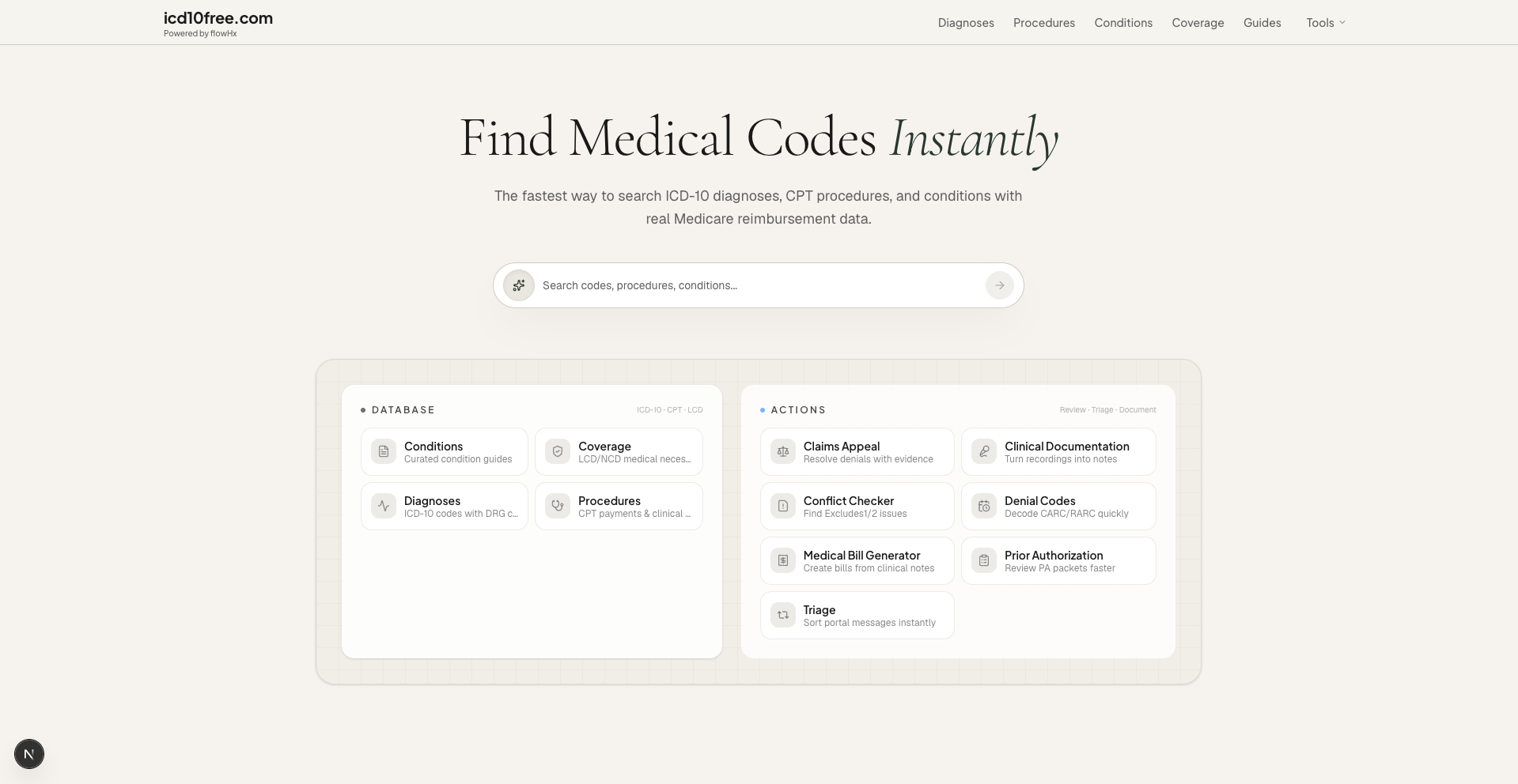 Medical Code Panel icd10free.com | Free Medical Code Lookup